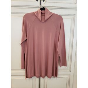 J Jill Luxe Supima Everyday Turtleneck Tunic M Dusty Rose Mauve Shirt Long Sleev
